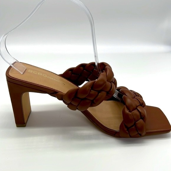 BCBGENERATION- Brown Braided Sounder Square Slip On Open Toe Sandals Size 8.5 - Picture 12 of 14